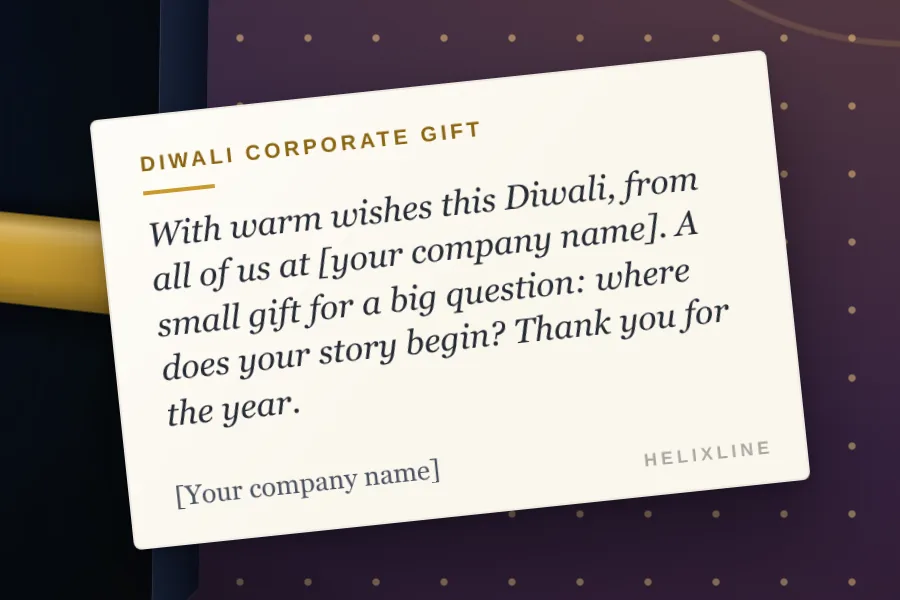 Helixline DNA kit in a Diwali gift wrap with a printed company card