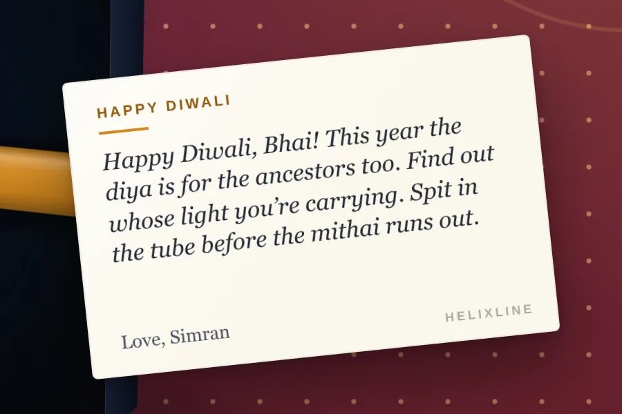 Helixline DNA kit in a Diwali gift wrap with a printed note card