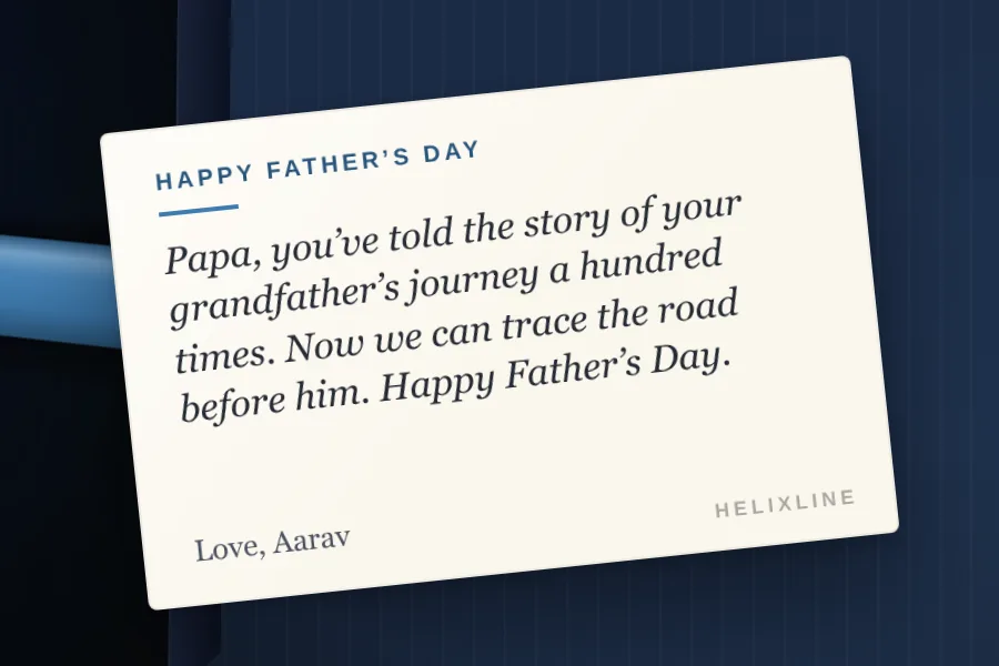Helixline Origins DNA kit in the Father's Day gift wrap with a printed note card